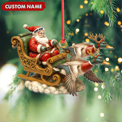 Maxcorners Personalized Santa Sleigh Duck Ornament, Custom Name Christmas Gift for Hunters LM0411