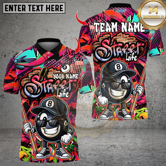 Maxcorners Graffiti Street Life Catoon8 Ball Multicolor Customized Name, Team Name 3D Shirts