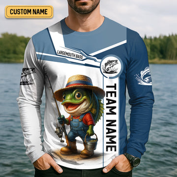 Maxcorners Largemouth Bass Fishing Team Shirt, UV Protection Shirt, Fishing Jersey, Men Long Sleeve Shirt