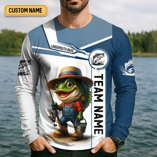 Maxcorners Largemouth Bass Fishing Team Shirt, UV Protection Shirt, Fishing Jersey, Men Long Sleeve Shirt