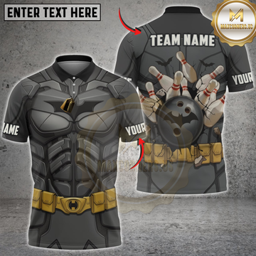 Maxcorners Bowling Superhero Dark Knight Tactical Armor Strike Personalized Name 3D Unisex Shirt