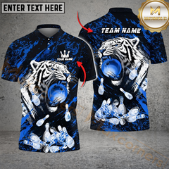 Maxcorners Bowling White Tiger Bowling Cool Multicolor Personalized 3D Shirt