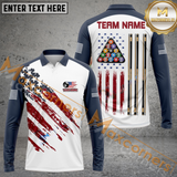 Maxcorners Ball 8 US Flag Champion Pattern Billiard Jersey Personalized Name, Team Name 3D Shirt