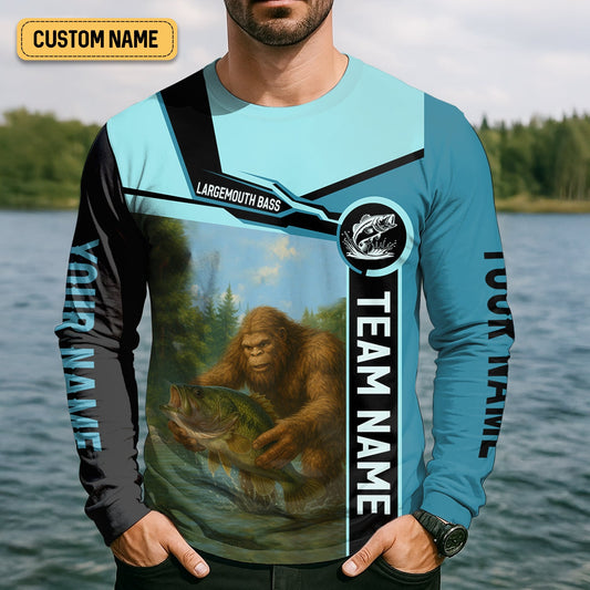 Maxcorners Hooked On Fish, Largemouth Bass Fishing, Funny Fishing Shirt, UV Protection Clothing, Mens Casual Shirts