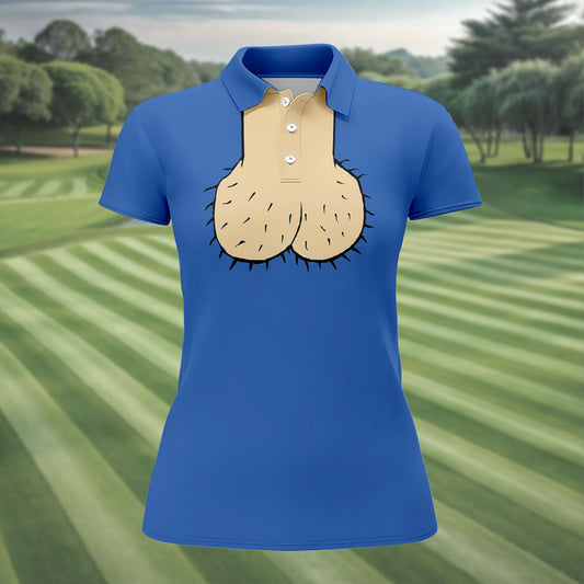 Maxcorners Blue Funny Dickhead Faux Chest Golf Shirt, Women’s Golf Apparel, Performance Golf Shirt LM1507