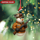 Maxcorners Personalized Duck Hunter Snowman Ornament, Custom Name Christmas Decoration for Hunters LM0411