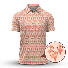 Maxcorners Flamingo Pattern Golf Shirt, Funny Ladies Golf Shirts, Flamingo Golf Polos for Women