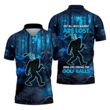 Maxcorners Not All Who Wander Are Lost Bigfoot Men's Golf Polo Shirt, Funny Golf Shirt, Dad Golf Gift