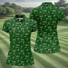 Maxcorners St Patrick's Day Leprechaun Character Golf And Beer Green Golf Shirt, Fun Women's Golf Shirts, Ladies Golf Polos