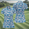 Maxcorners Japanese Wave Art Hawaiian Golf Shirt, Summer Ocean Women's Golf Tops, Ladies Golf Shirts LM1507