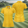 Maxcorners Realistic Sweet Corn Cob Print Design Golf Shirt, Women's Golf Shirt, Hawaiian Golf Shirt, Golf Polo For Women LM1507