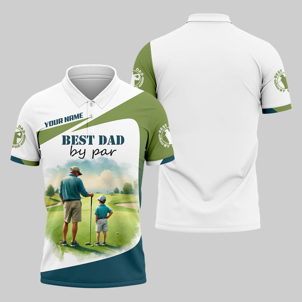 Maxcorners Custom Best Dad By Par Golf Polo Shirt, Father And Son Shirt, Gift For Golfers