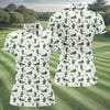 Maxcorners St Patrick's Day Leprechaun Character Golf And Beer White Golf Shirt, Fun Women's Golf Shirts, Ladies Golf Polos