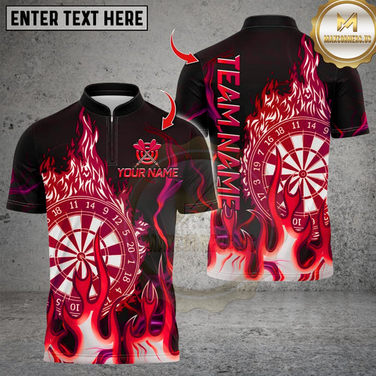 Maxcorners Darts Cool Flaming Dartboard Design Multicolor Customized Name, Team Name 3D Shirts