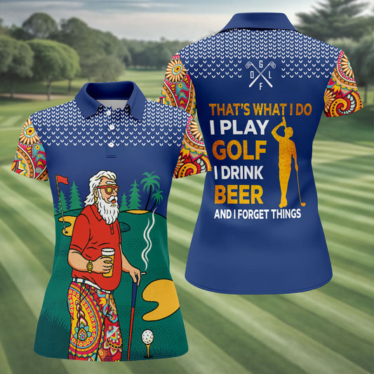 Maxcorners Vintage Bearded Golfer With Paisley Pants Golf Polo Shirt, Women’s Golf Polo, Golf Tops For Women LM1507