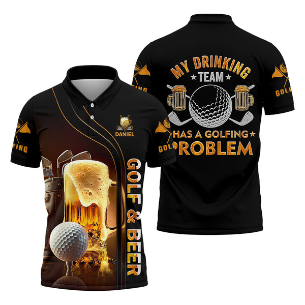 Maxcorners My Drinking Team Has Golfing Problem Custom Men's Golf Polo Shirt, Mens Golf Gift, Funny Golf Shirt