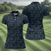 Maxcorners Gothic Sugar Skull Pattern Golf Polo Shirt, Golf Shirts For Women, Women’s Golf Polo LM1507