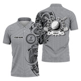 Maxcorners Strike Grey Tribal Tattoo Custom Men's Golf Polo Shirt, Funny Golf Shirt, Dad Golf Gift