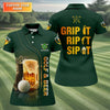 Maxcorners Grip It Rip It Sip It Golf And Beer St Patrick's Day Green Women's Golf Tops Ladies Golf Polos