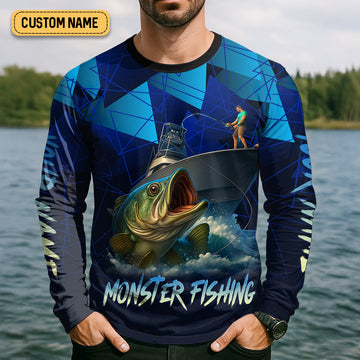 Maxcorners Monster Fishing SPF Shirts, The Thrill of The Catch Fishing Shirts For Men, Funny Fisherman Gift