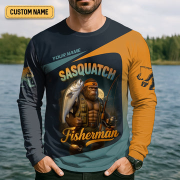 Maxcorners Sasquatch Fishing Shirt With Hood, Long Sleeve Sun Shirt, Fishing Shirts For Men