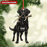Maxcorners Personalized Black Lab Dog Christmas Ornament - Personalized Hunting Dog Acrylic Decor LM0411