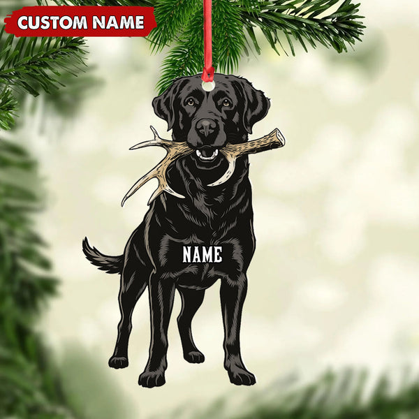 Maxcorners Personalized Black Lab Dog Christmas Ornament - Personalized Hunting Dog Acrylic Decor LM0411