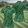 Maxcorners Shamrock Beer Lucky Four Leaf Clover St Patrick's Day Pot Of Gold Women's Golf Shirts, Ladies Golf Polos