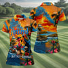 Maxcorners Retired Parrot Flamingo Pirate Tropical Golf Shirt, Women’s Golf Polo, Ladies Golf Shirts, Printed Golf Shirt LM1507