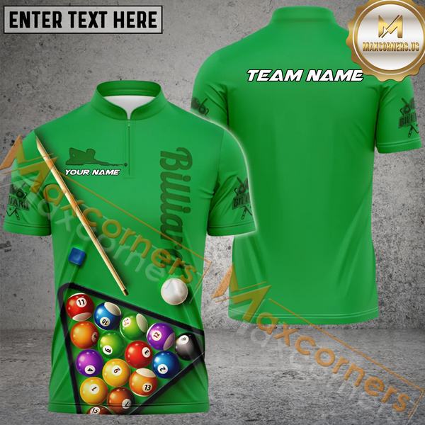 Maxcorners Player Billiard Jersey Customized Name, Team Name 3D Polo Shirt