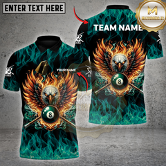 Maxcorners Billiards Phoenix Eagle 8 Ball Pool Custom Name, Team Name 3D Shirt (4 Colors)