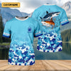 Maxcorners Custom Name Fishing Shirt for Men, Short Sleeve Saltwater Ocean Fishing Shirt, Fishing UPF Shirts