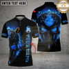 Maxcorners Bowling And Pins Flame Skull Light Pattern Customized Name, Team Name 3D Shirt (4 Colors)