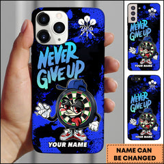Maxcorners Darts Never Give Up Motivational Cartoon Personalized Name Phone Case