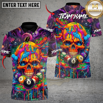 Maxcorners Billiard Urban Graffiti Melting Skull Personalized Name 3D Unisex Shirt