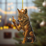 Maxcorners Personalized Funny Coyote Fukin' Finger Hunting Acrylic Christmas Ornament - Custom Gift for Hunters LM0411