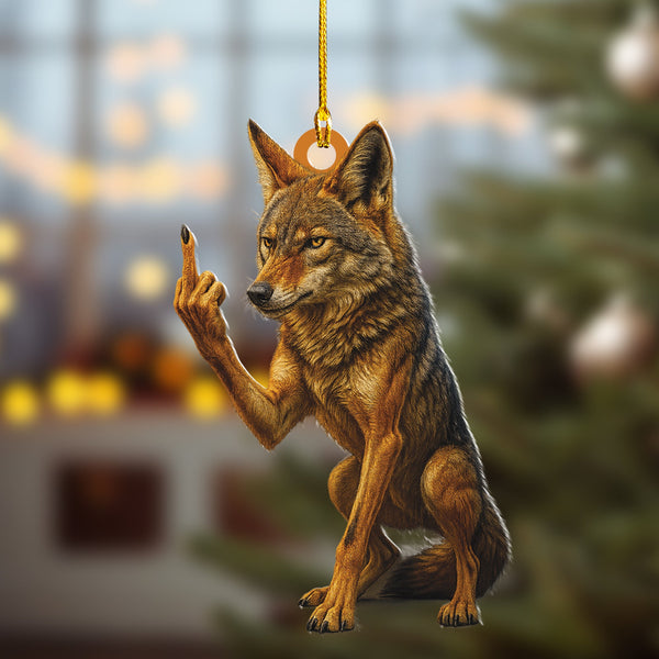 Maxcorners Personalized Funny Coyote Fukin' Finger Hunting Acrylic Christmas Ornament - Custom Gift for Hunters LM0411