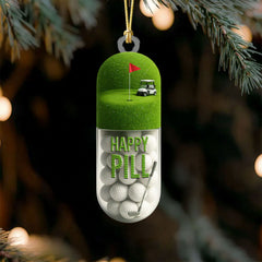 Maxcorners The Happy Pill Green Golf Club Acrylic Ornaments, Golf Christmas Gifts, Funny Golf Ball Golf Ornaments LM1611