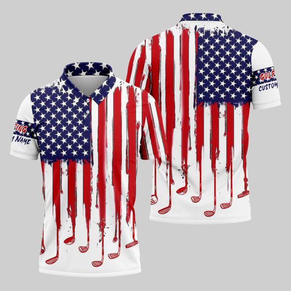 Maxcorners American Flag Custom Golf Polo Shirt, Funny Golf Shirt, Gift For Golfers