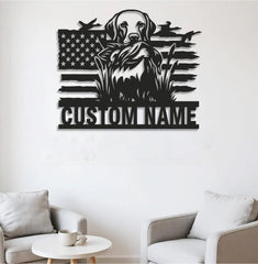 Maxcorners Personalized Hunting Dog Metal Sign WITH LED/WITHOUT LED - Duck Retriever Wall Decor LM0110