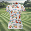 Maxcorners Funny Tropical Santa Christmas Golf Shirt, Women's Golf Tops, Hawaiian Golf Shirt, Printed Golf Shirt LM1507