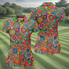 Maxcorners Colorful Abstract Circle Pattern Polo Shirt, Printed Golf Shirt, Hawaiian Golf Shirt, Women’s Golf Tops LM1507
