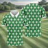 Maxcorners St Patrick's Day Shamrock Argyle Pattern Green And White Argyle Golf Shirt, Polo Shirts For Men, Golf Shirts For Men