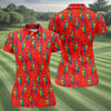 Maxcorners Red Parrot Sunglasses Cocktail Pattern Golf Shirt, Hawaiian Golf Shirt, Golf Tops For Women, Women’s Golf Apparel LM1507