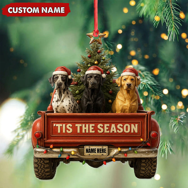 Maxcorners Personalized Hunting Dogs Truck Ornament, Custom Name Christmas Gift for Dog Lovers LM0411
