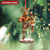 Maxcorners Custom Name Muay Thai Deer Ornament, Funny Boxing Deer Christmas Decoration

 LM0411