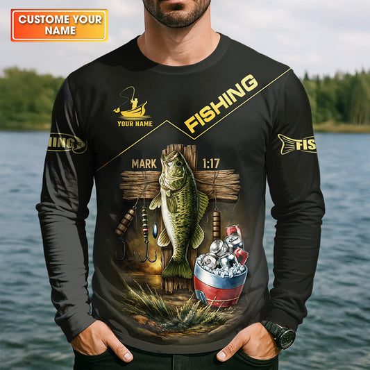 Maxcorners Jesus Made Me A Fisher Of Man Fishing UPF Shirts, Jesus Fishing Shirt, Funny Fishing Shirt