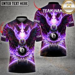 Maxcorners Billiard 8 Ball Pool Hawk Pattern Multicolor Customized Name, Team Name 3D Polo Shirt