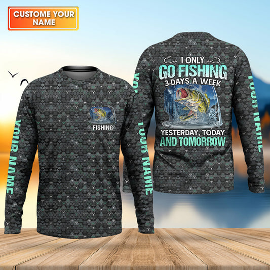 Maxcorners Personalized Fishing Shirt, Go Fishing 3 Days A Week Shirt, Fishing UPF Shirts, Funny Fisherman Gift