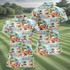 Maxcorners Surfing Santa Tropical Christmas Golf Shirt, Beach Reindeer Holiday Polo, Women's Golf Tops, Printed Golf Shirt LM1507